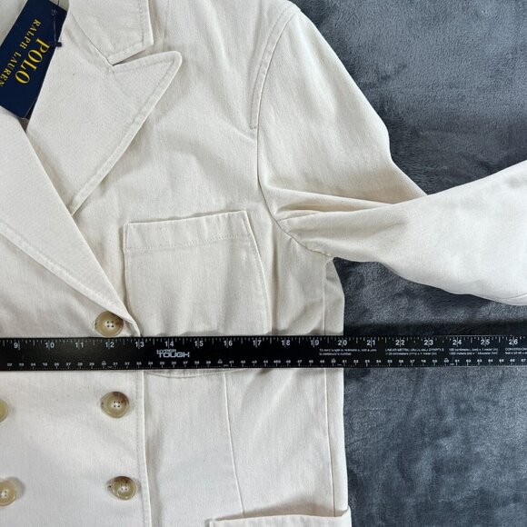 NEW Polo Ralph Lauren White Cream Canvas Twill Nautical Military Blazer Women 2 - Picture 9 of 16